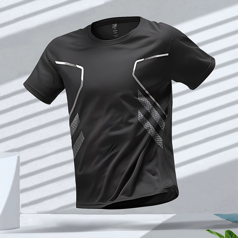 Men's T-shirts Sports Run T Shirts Outdoor Workout Quick-drying Breathable Short Sleeve Casual Round Neck Tees Summer Loose Tops