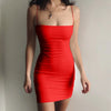 Black Sexy Dress Spaghetti Strap High Waist Sheath Club Dresses Women Short Summer Mini Sleeveless Dress QT025