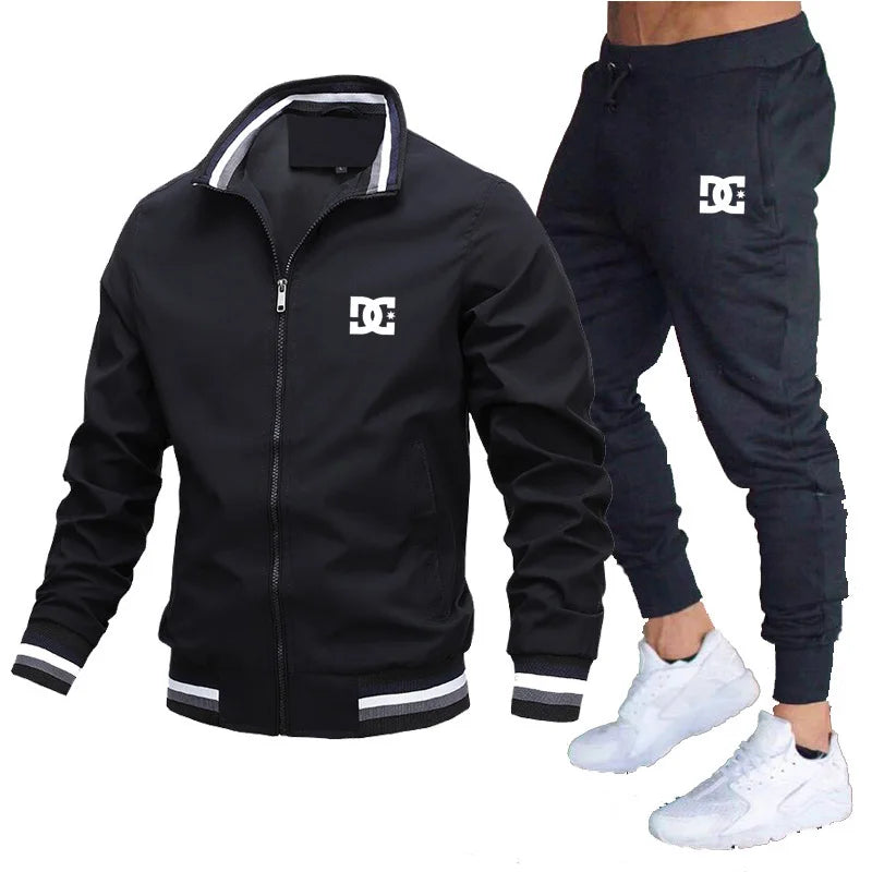 Men's Sets Jacket and Sweatpants 2-piece Set Casual Spliced Pants Baseball Stand Neck High Quality Jogging Jacke