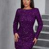 D&M Sexy Backless Bodycon Dress Long Sleeve Sequins Elegant Party Dresses Women Mini Dresses