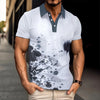 Short-sleeved Polo Shirt Painted Print Casual T-shirt Lapel button fashion Top Top men's Clothing