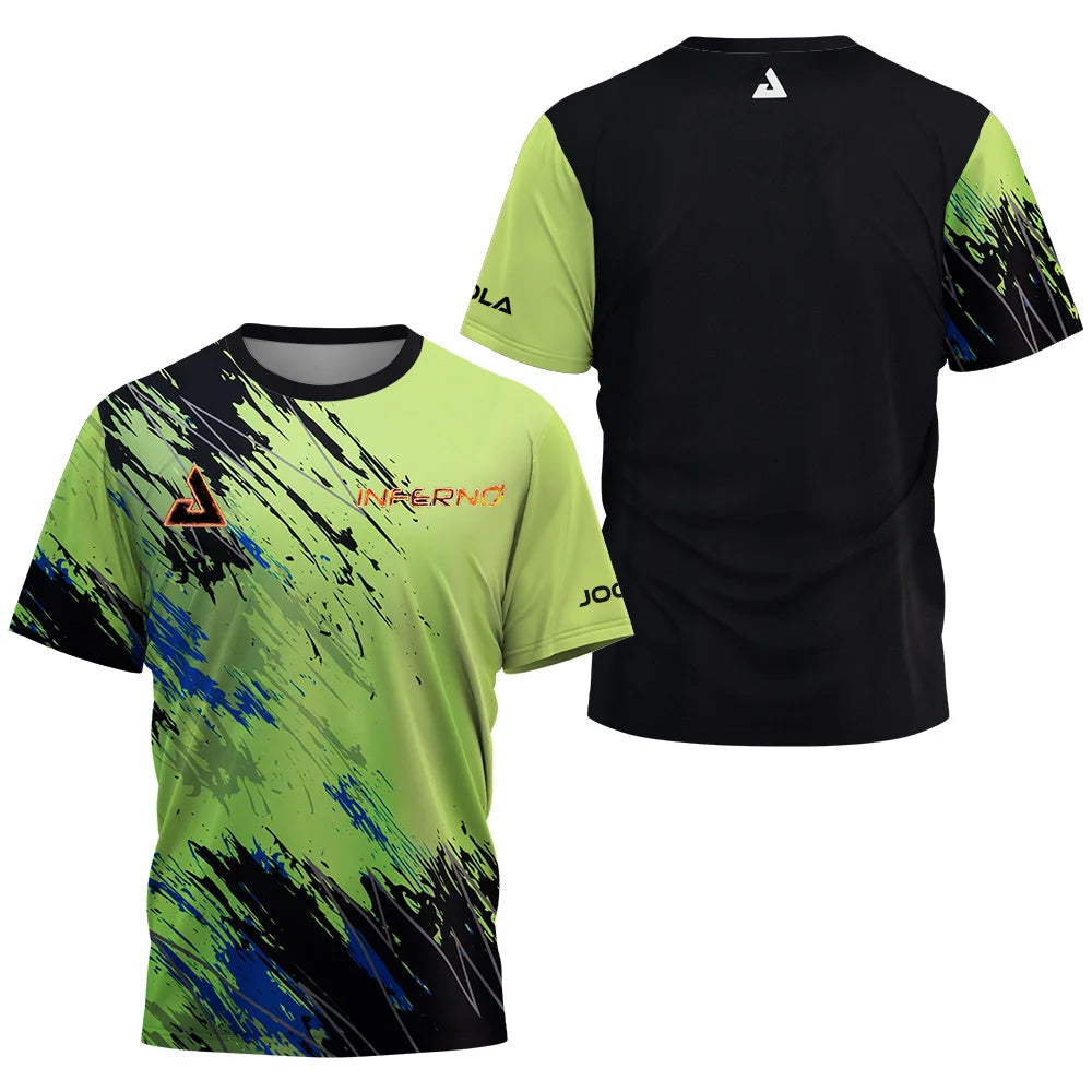 New fashionable and casual mens summer table tennis club logo print,mens badminton tennis brand, quick drying, short sleeved top