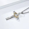 Men Jesus Christ Cross Necklace Stainless Steel Pendant Chain Crown of Thorns