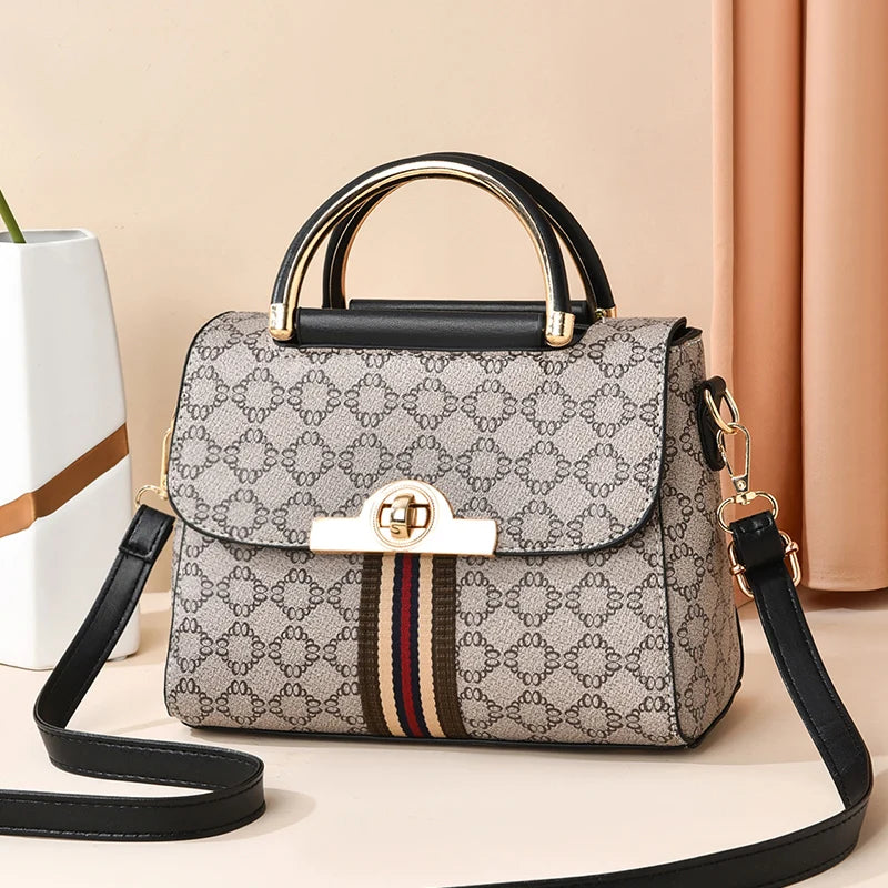 Fashion contrast color vintage fashion printed women's handbag, the texture of the foreign style all shoulder crossbody bag