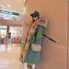 MAOMAOKONG NEW Women's winter coats fur coat Natural real raccoon fur collar jackets Rabbit lining parka Female X-Long