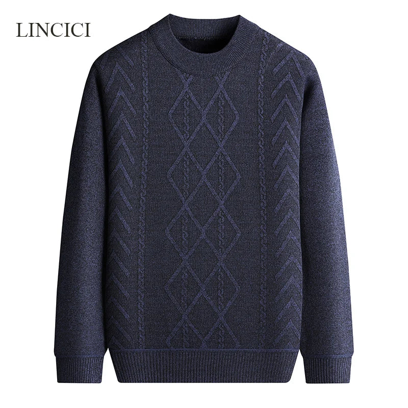 Knitted Sweater Round Neck Thick Bottom Warm Solid Color Versatile Casual Inner Layer Sweater