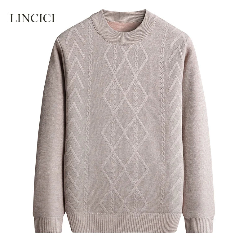 Knitted Sweater Round Neck Thick Bottom Warm Solid Color Versatile Casual Inner Layer Sweater