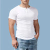 Summer New Bottoming Shirt Men's Round Neck Solid Color Short Sleeve Tops Cotton Button Motion Casual Fashion T-shirt