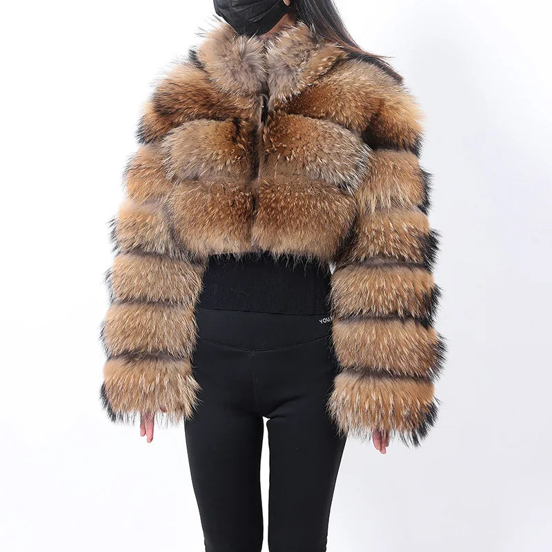 MAOMAOKONG Trend New Real Fur Coat Natural Fox Fur Women's Winter Coats Short Jackets Female Clothing Vests Fashion