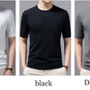 Superfine Merino Cashmere T Shirt Men's Knitted O-neck Breathable Thin Cashmer Short Sleeve Tee Solid Color Tops Tee