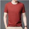 Men's New Summer Waffle round Neck Short Sleeve T-Shirt Comfortable Breathable Short-Sleeved Top for Casual Wear