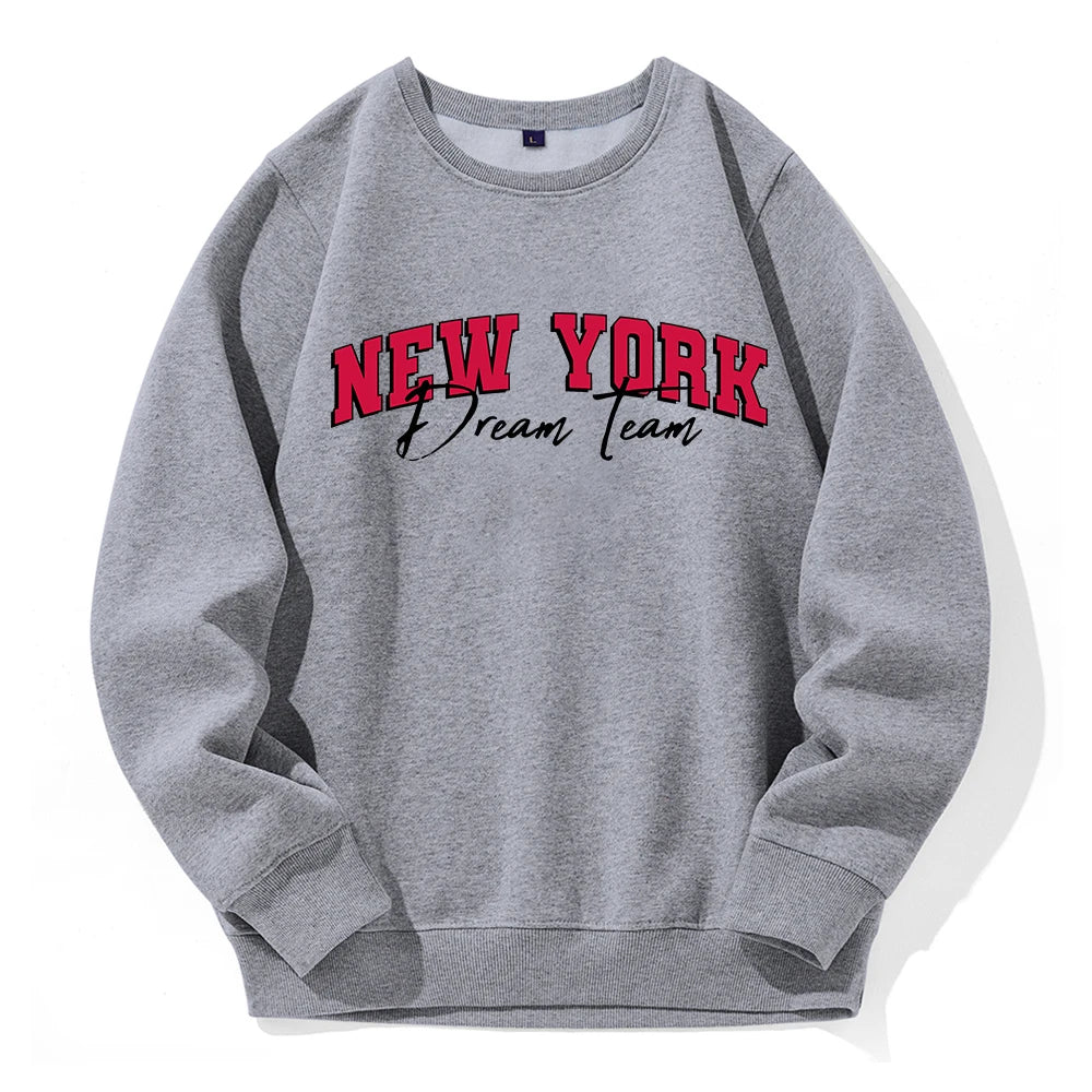 New York Usa Dream Team Printing Men Sweatshirt Fashion Street Clothes Casual Fleece Warm Tracksuito-Neck Basic New Sportswear