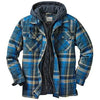 Mens Long Sleeve Winter Hooded Coats Fleece Lined Flannel Plaid Shirts Jacket Button Down Sherpa Jackets with Hood