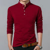 Men's Business Casual Polo Long Sleeve T-shirt Summer Comfortable and Breathable Solid Top