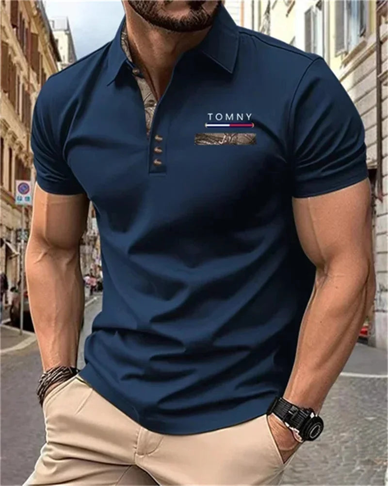 Fashion Men's Polo Shirt Summer Simple Versatile Street Clothing Business Loose Leisure Breathable Lapel Short sleeve Men's Top