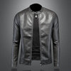 Minglu Stand Collar Spring Autumn Men's Jackets Luxury Solid Color Zipper Biker Male Coats Fashion Faux Leather Man Overcoat 4XL