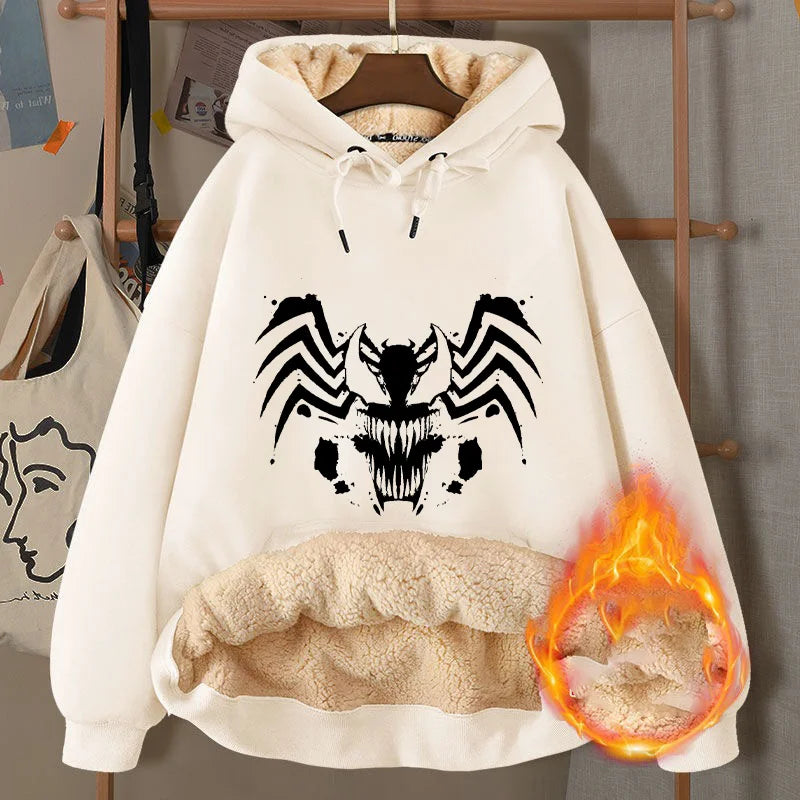 Venom Hoodies Movie Peripherals Jacket Winter Thickened Warm Street Sportswear Casual Sweatshirt Adult Clothes Cool Men Clothing