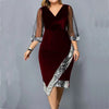 Large Size New Gold Velvet Irregular Sequin Perspective Mesh Sexy Fashion Slimming Women's Dress Evening Dress