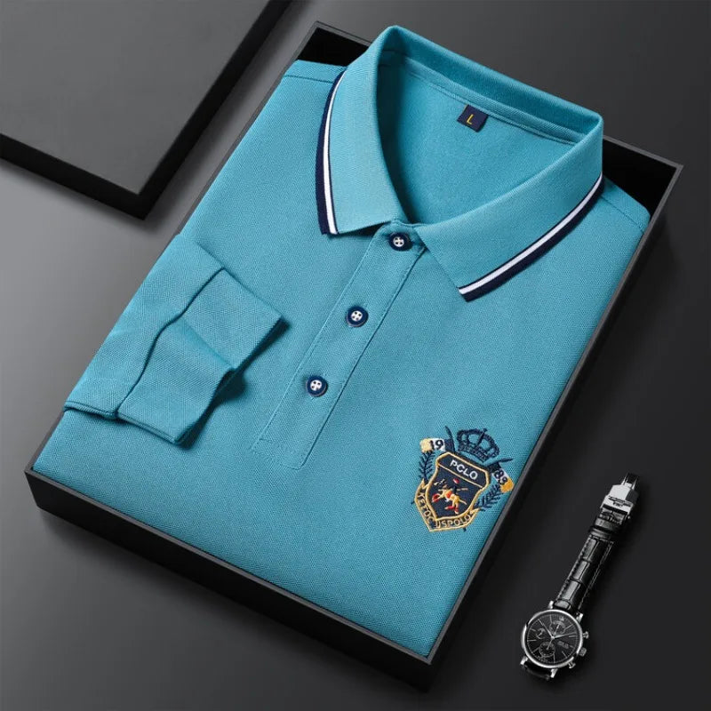 Long-sleeved Polo T-shirt Fashion Casual Embroidery Versatile Breathable Men's POLO Shirt