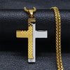 Christian Jesus Cross Necklace Chain for Men Stainless Steel Gold Color Bible Prayer Man Male Jewelry collar hombre N2005S02