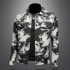 Minglu Ink Painting Jacquard Men's Jackets Luxury Single Breasted Turn Down Collar Male Coats Man Overcoat Plus Size 5XL