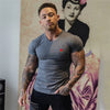 Sumemr Moisture Wicking Short Sleeve Cotton T-Shirt Men's V-Neck Slim Fit Shirt Fitness Bodybuilding Workout Tees Gym Clothing