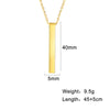 Simple Blank Wishing Bar Pendant Necklace Charm Men Women Waterproof  Dangle Vertical Cuboid Stick Stainless Steel Jewelry Gift