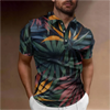 New Men's Polo Shirt Coconut Tree Print Tops Hawaiian Casual Shirt Oversized Lapel Short-Sleeved T-Shirt Outdoor Travel Clothing