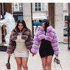 Maomaokong Real Fur Jacket  Women Winter Short Natural real Fox Fur Lady Zipper Fur Coat Female Warm Jacket  with Collar