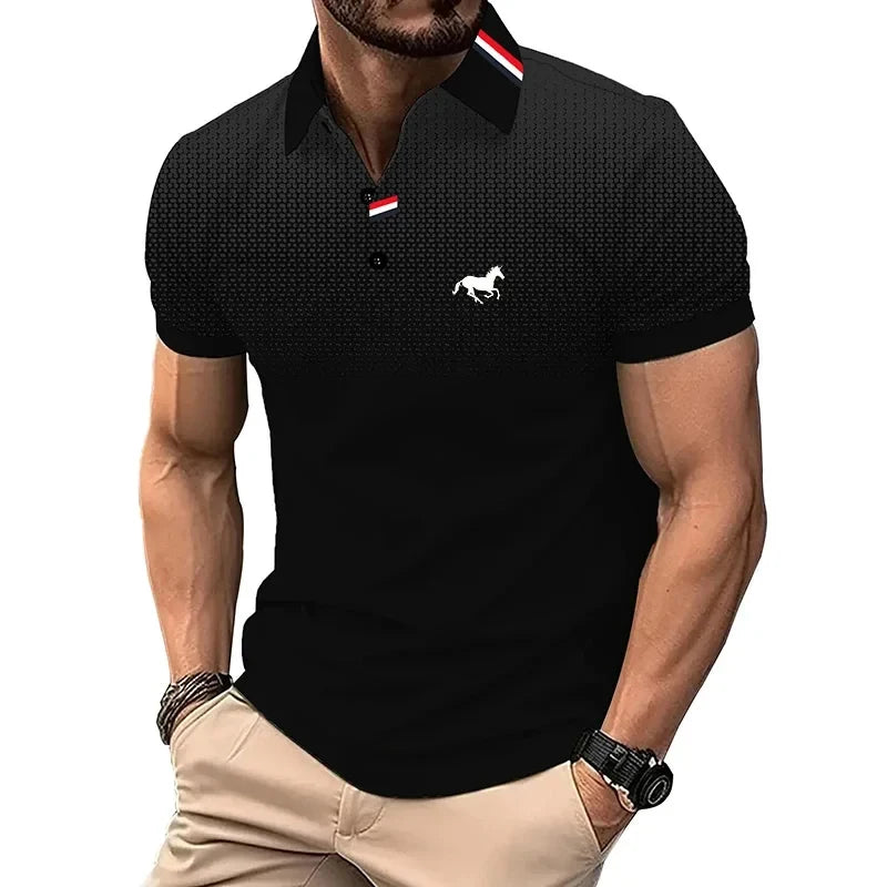 New Summer Men's Fashion Print Short Sleeve Polo Shirt Casual Breathable Pullover Polos T-shirt Tops Sports Men Clothing