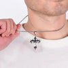 Stainless Steel Necklace Flame Retro Cross Titanium Steel Casting Men Pendant Necklace Type