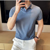 Men Polo Shirt Thin British Style Solid Casual Slim Fit Short Sleeved Top T-shirt Fashion Streetwear Men Clothing