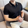 Men Polo Shirt Thin British Style Solid Casual Slim Fit Short Sleeved Top T-shirt Fashion Streetwear Men Clothing