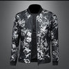 Minglu Stand Collar Men's Jackets High Quality Long Sleeve Floral Jacquard Zipper Casual Male Coats Fashion Man Outerwear 5XL