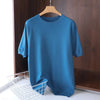 Superfine Merino Wool T Shirt Men's Knitted O-neck Breathable Thin Cashmer Short Sleeve Tee Solid Color Tops