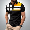 Summer men's short sleeved polo shirt, business office lapel shirt, men's sports and leisure fashionable stripe T-shirt top