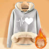 Letter Printed Hooded Sweater And Velvet Thickened Warm Loose Hooded Pullover Hoodie Sweatshirt Women Winter Long Hoodies