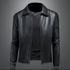 Minglu Spring Autumn Faux Leather Men's Jackets Luxury Solid Color Turn Down Collar Zipper Male Overcoats Motorcycle Man Coats