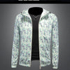 Minglu Spring Autumn Hooded Men's Jackets Luxury Geometry Allover Printed Zipper Sport Casual Male Coats Plus Size 5XL