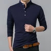 Men's Business Casual Polo Long Sleeve T-shirt Summer Comfortable and Breathable Solid Top