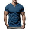 Short-sleeved V Neck T-shirts Fashion Simple Casual Pullover Tops Solid Breathable Sport Fitness Tees for Men