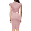 Women's Elegant Floral Lace Ruffle Cap Sleeve Cocktail Party Knee Length Dress