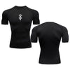 Summer Running T-Shirt Men Short Sleeve Compression Shirt Gym Sports Top White & Black Quick Dry Breathable MMA Fitness Clothing