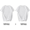 2PCS 100% Cotton Solid T Shirts Men's and Women's Short Sleeve White Tees Casual Breathable Loose Round Neck T-shirt Couple Tops