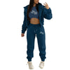 Fashion Winter Women Cotton Jogger Tracksuit Sweatpants And Hoodie Set And Letter Print Leisure Suit Three-Piece Set