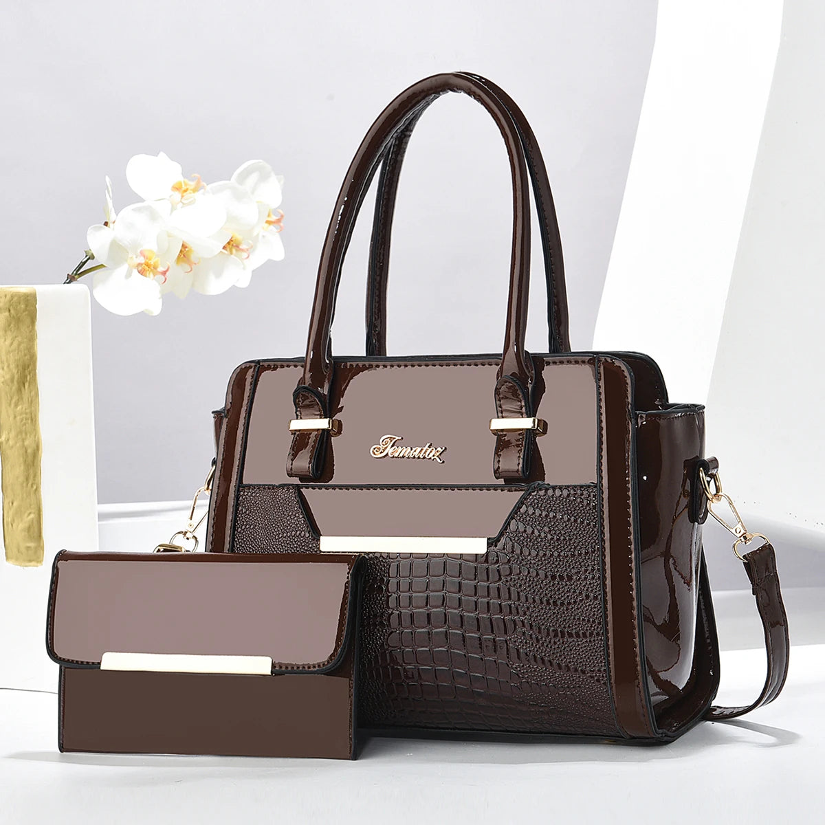 New Two-Piece Set with Large Capacity, Fashionable and Versatile Women's Bag, Simple Commuting Outing, Casual Women's Handbag, Foreign Style Women's Bag