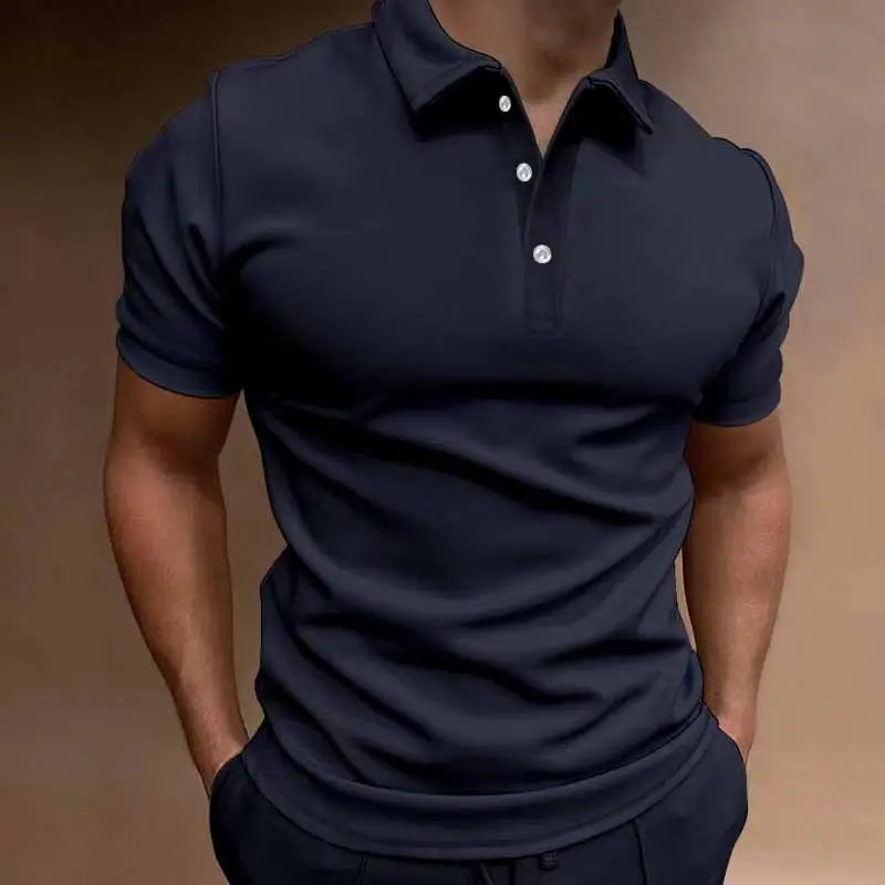 New Spring Men's POLO Shirt Short Sleeve Solid Color Fashion Breathable Leisure Shopping Simple High-Quality Top T-Shirt