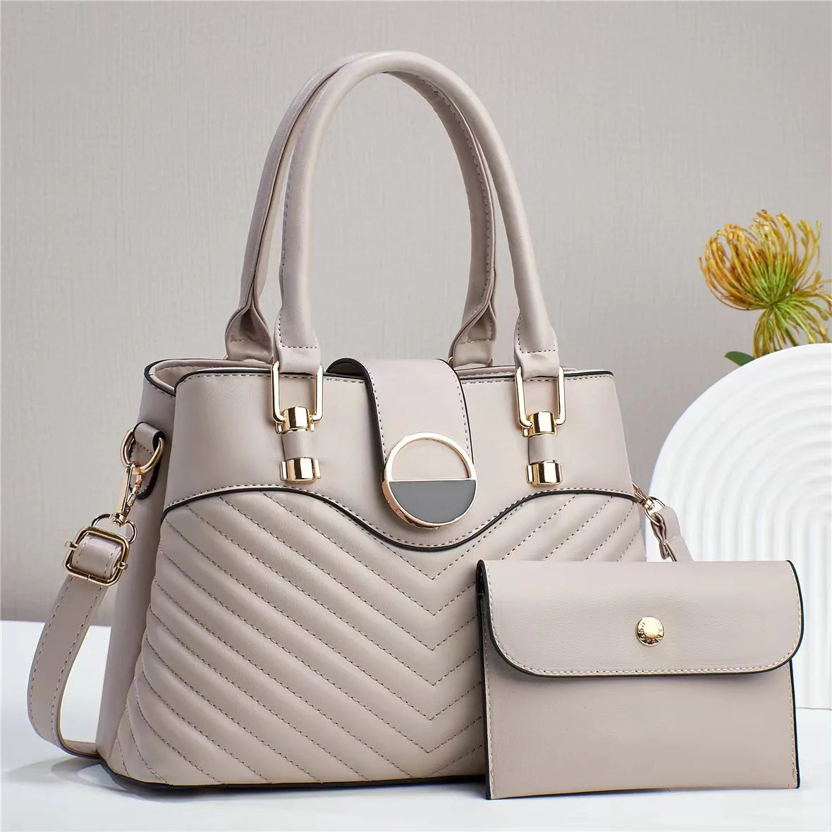 2pcs/set Casual Tote with Handbag Wallet for Women Crossbody Bag Luxury Designer Female Shoulder Bags Leisure Shopping Traveling