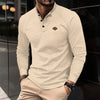 POLO shirt lapel solid color long sleeve casual sports shirt