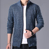 M-4XL Autumn/Winter New Men's Plush Thickened Knitted Jacket Vertical Neck Zipper Sweater Cardigan Warm Coat Jacket Jacket